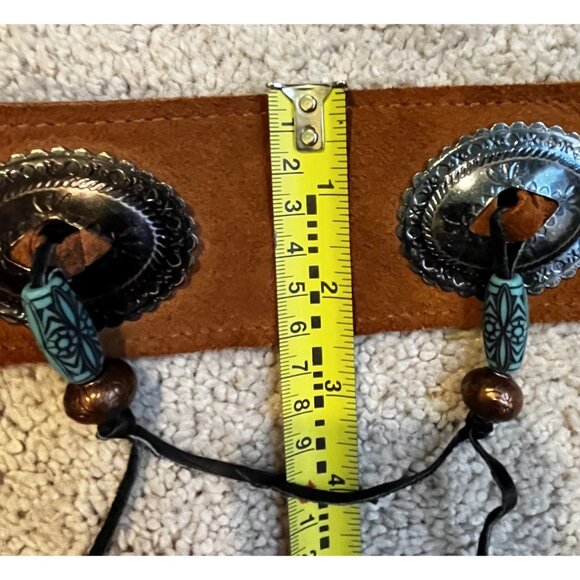 Levys Suede Leather Guitar Strap Big Conchos Fringe Beads Western Boho Canada - Picture 6 of 8
